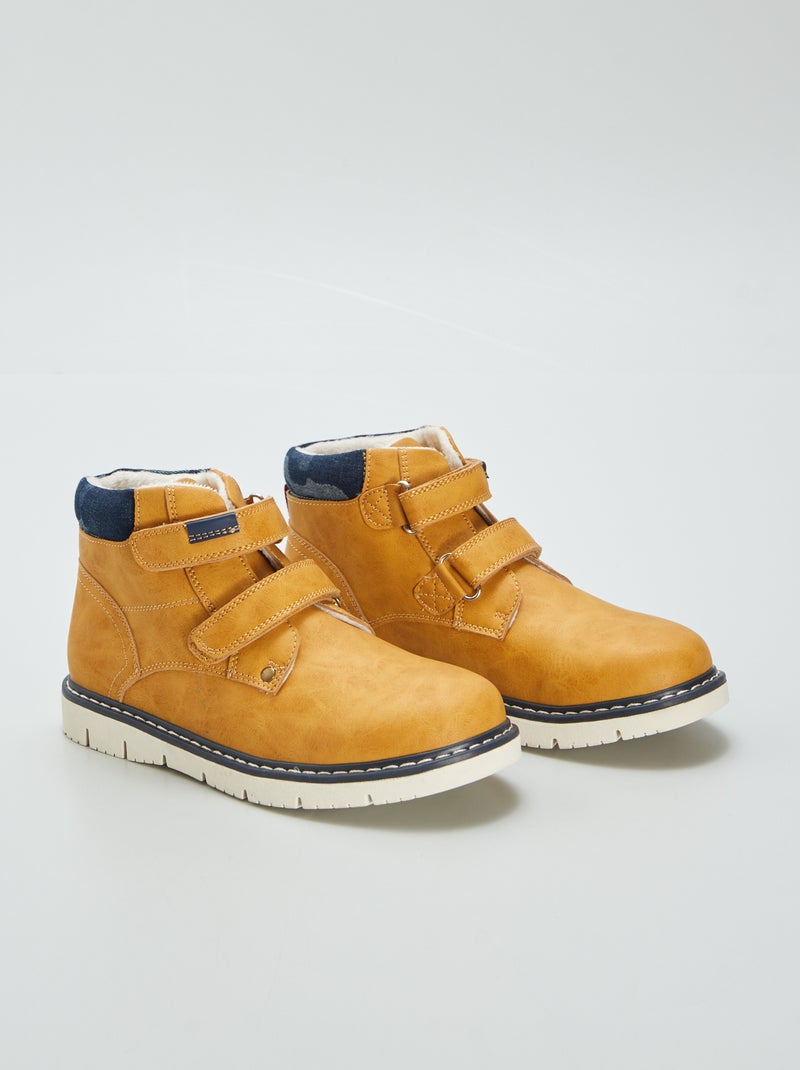 Boots met dubbele klittenband BRUIN - Kiabi
