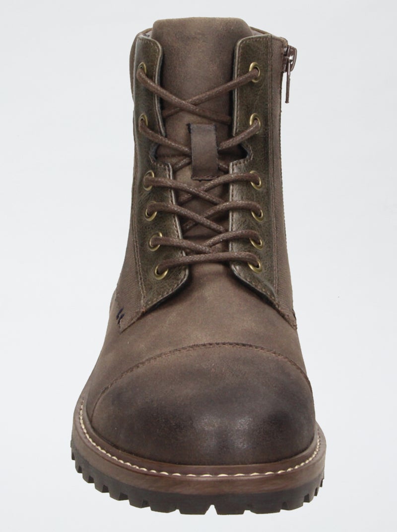 Boots met gekartelde zool Bruin - Kiabi