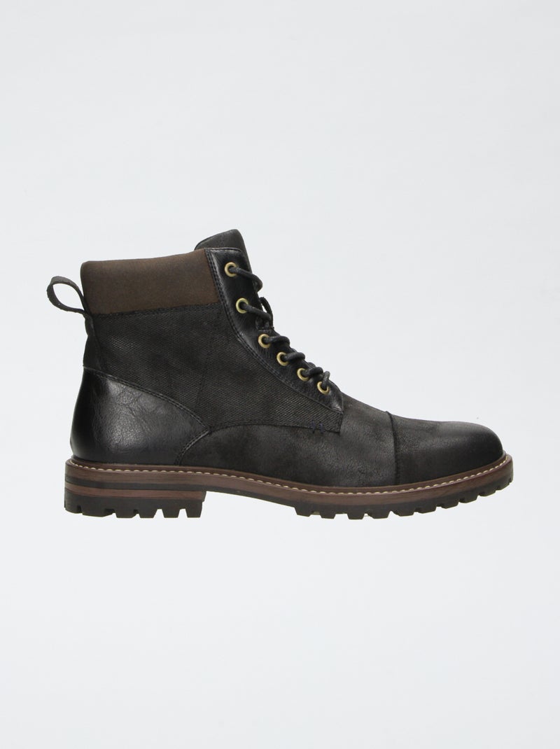 Boots met gekartelde zool Zwart - Kiabi
