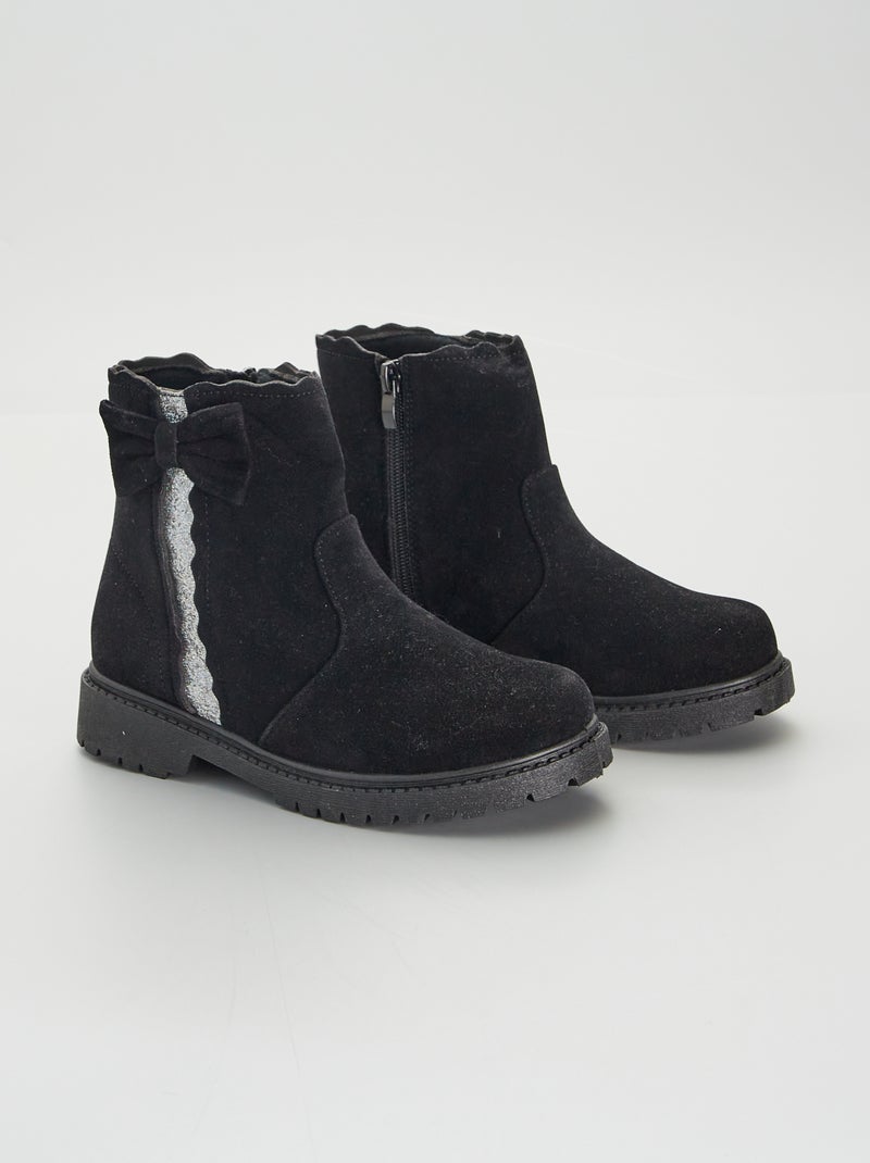 Boots met glitterstreep ZWART - Kiabi