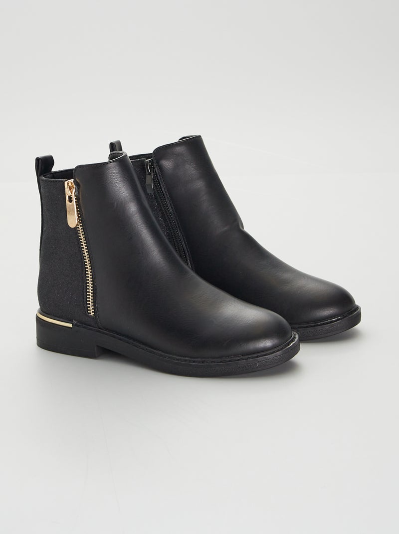 Boots met goudkleurige sluiting ZWART - Kiabi
