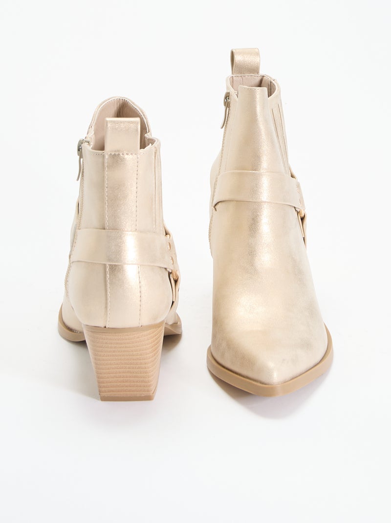 Boots met hak van imitatieleer Geel - Kiabi