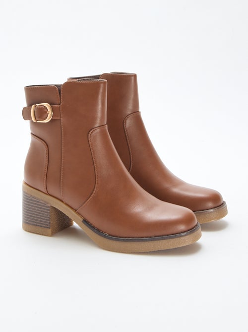 Boots met riempjes met goudkleurige gesp - Kiabi