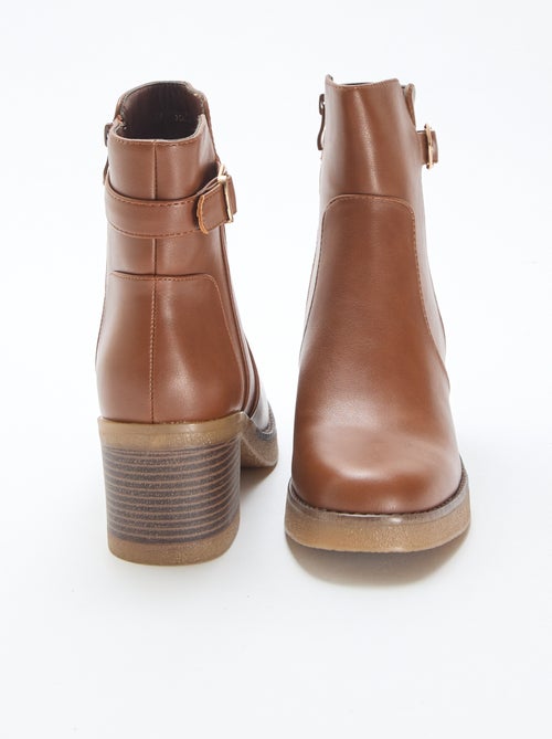 Boots met riempjes met goudkleurige gesp - Kiabi