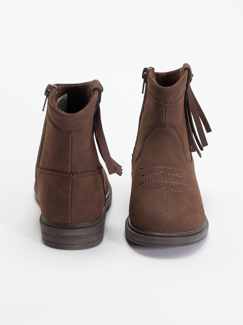 Boots met suèdelook Bruin - Kiabi