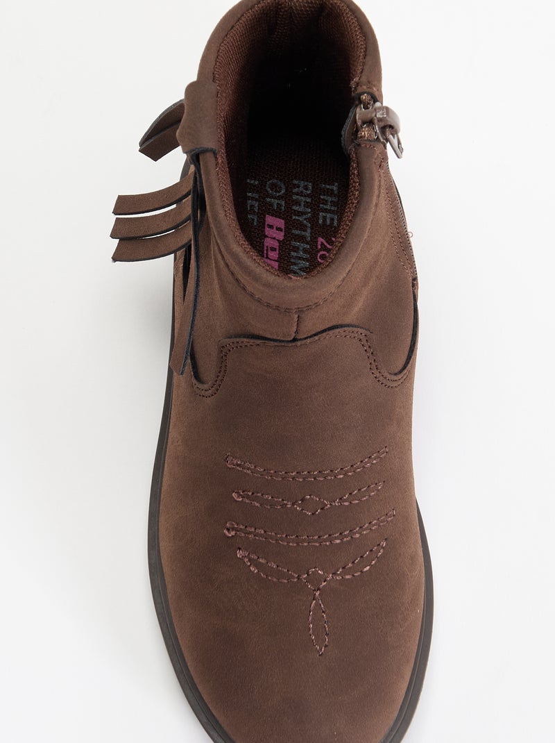 Boots met suèdelook Bruin - Kiabi