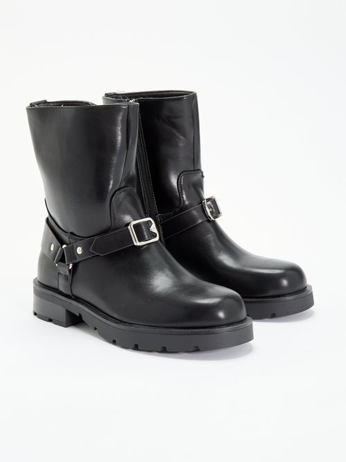 Boots van gelakt imitatieleer met fantasiebandjes - Kiabi
