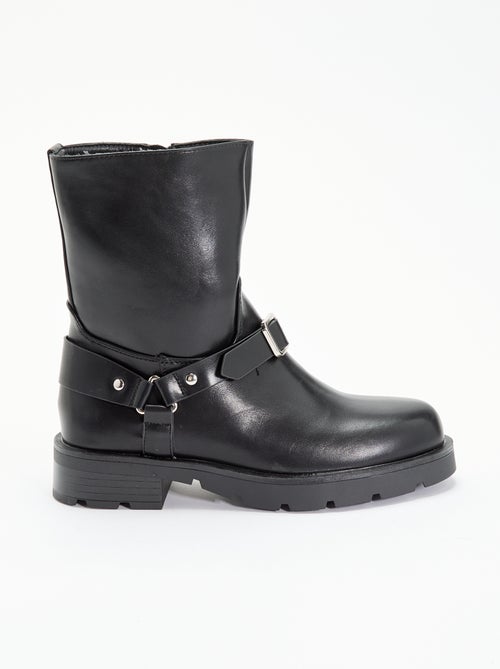 Boots van gelakt imitatieleer met fantasiebandjes - Kiabi