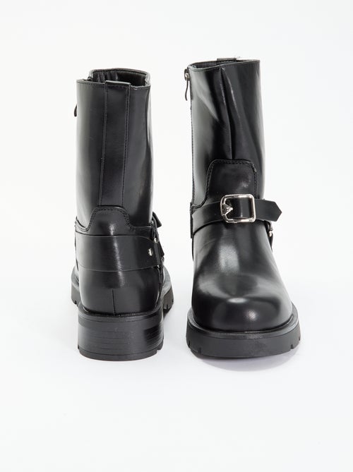 Boots van gelakt imitatieleer met fantasiebandjes - Kiabi