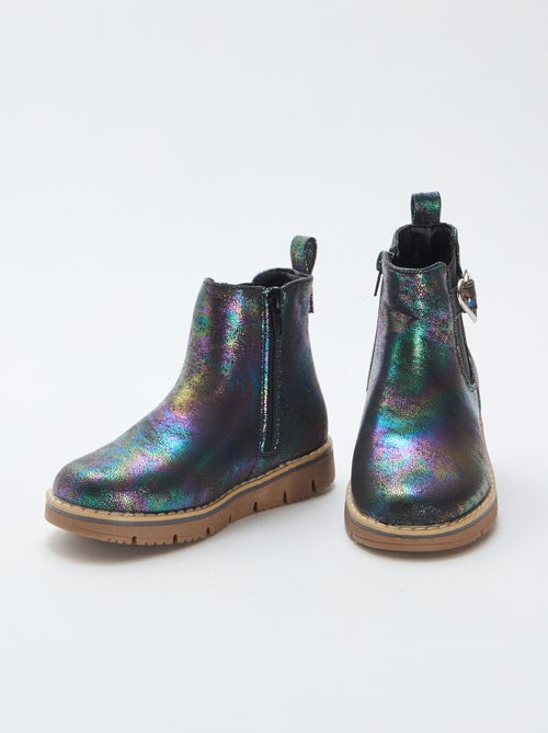 Boots van glanzend imitatieleer met pailletten - Kiabi Boots van glanzend imitatieleer met pailletten - Kiabi