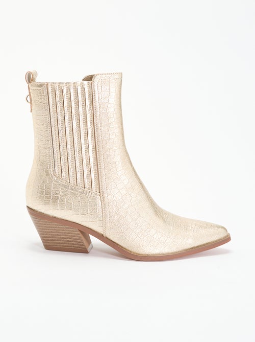 Boots van imitatielakleer met textuur en hakken - Kiabi