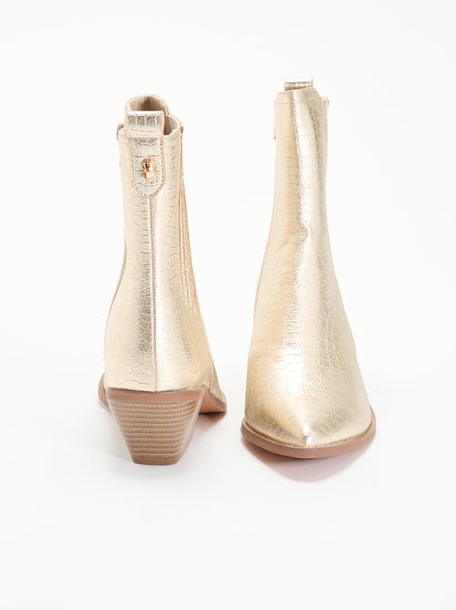 Boots van imitatielakleer met textuur en hakken - Kiabi