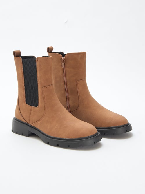 Boots van imitatieleer met elastiek - Chelseamodel - Kiabi