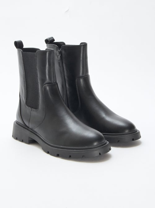 Boots van imitatieleer met elastiek - Chelseamodel - Kiabi