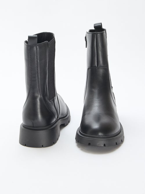 Boots van imitatieleer met elastiek - Chelseamodel - Kiabi