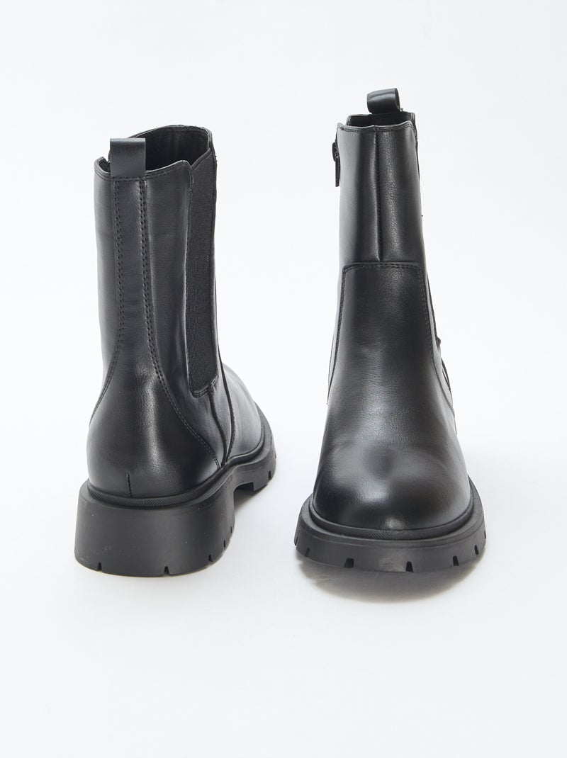 Boots van imitatieleer met elastiek - Chelseamodel Zwart - Kiabi