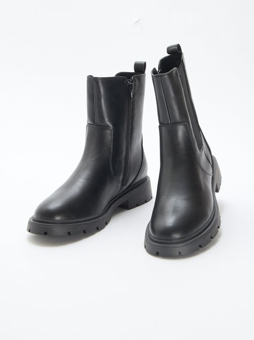 Boots van imitatieleer met elastiek - Chelseamodel - Kiabi