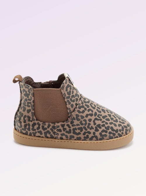 Boots van imitatieleer met elastische inzet - Kiabi