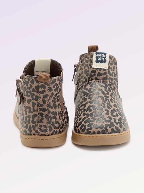 Boots van imitatieleer met elastische inzet - Kiabi