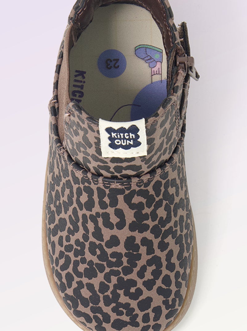 Boots van imitatieleer met elastische inzet Biege - Kiabi