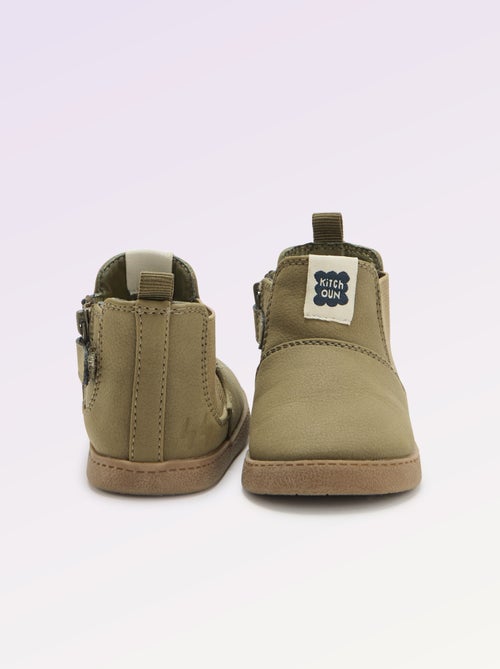 Boots van imitatieleer met elastische inzet - Kiabi