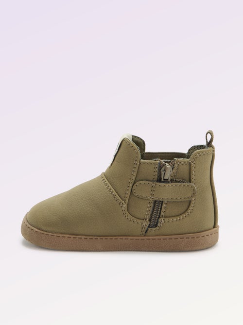 Boots van imitatieleer met elastische inzet - Kiabi