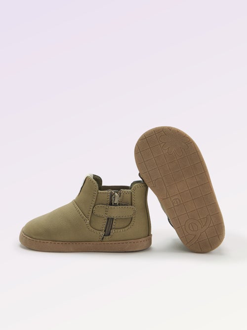 Boots van imitatieleer met elastische inzet - Kiabi