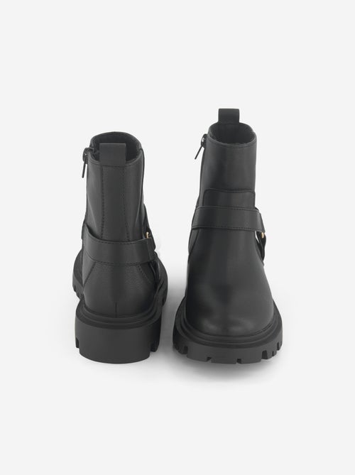 Boots van imitatieleer met fantasierijke bandjes - Kiabi