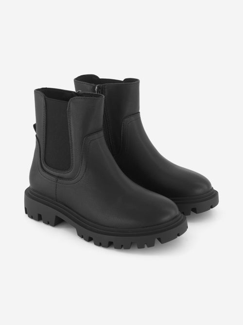 Boots van imitatieleer met gekartelde zool - Kiabi