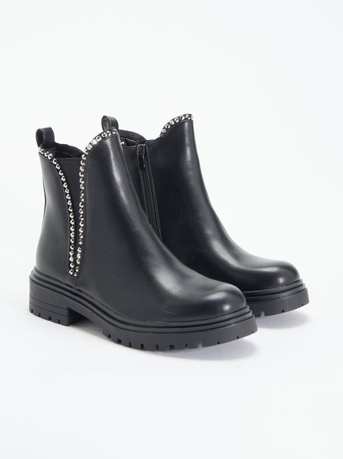 Boots van imitatieleer met strass - Kiabi