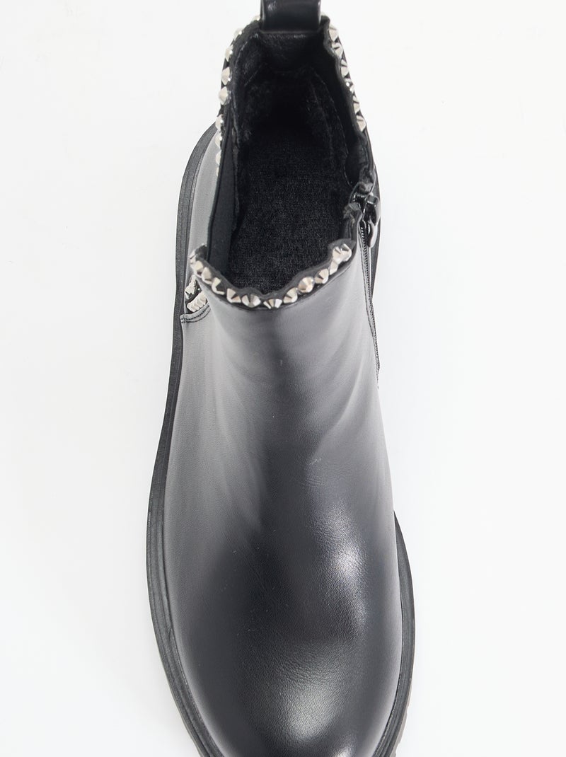 Boots van imitatieleer met strass Zwart - Kiabi