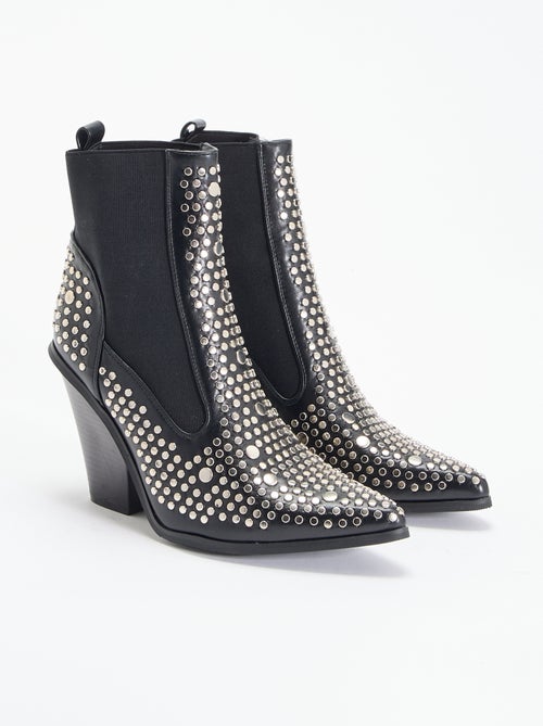 Boots van imitatieleer met studs - Kiabi