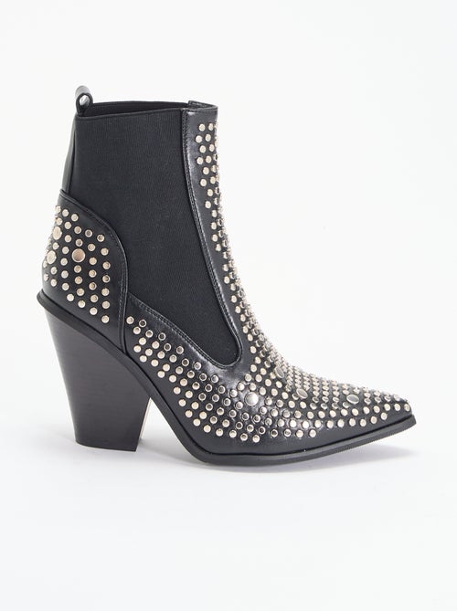 Boots van imitatieleer met studs - Kiabi