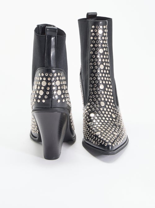 Boots van imitatieleer met studs - Kiabi