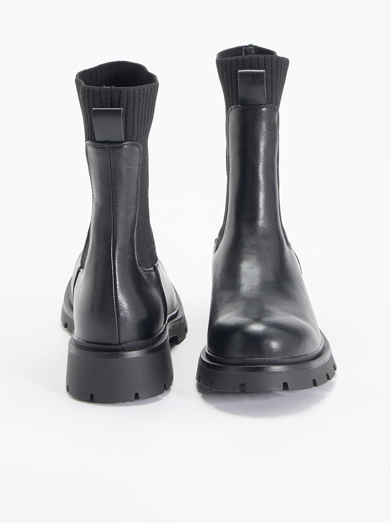 Boots van imitatieleer Zwart - Kiabi