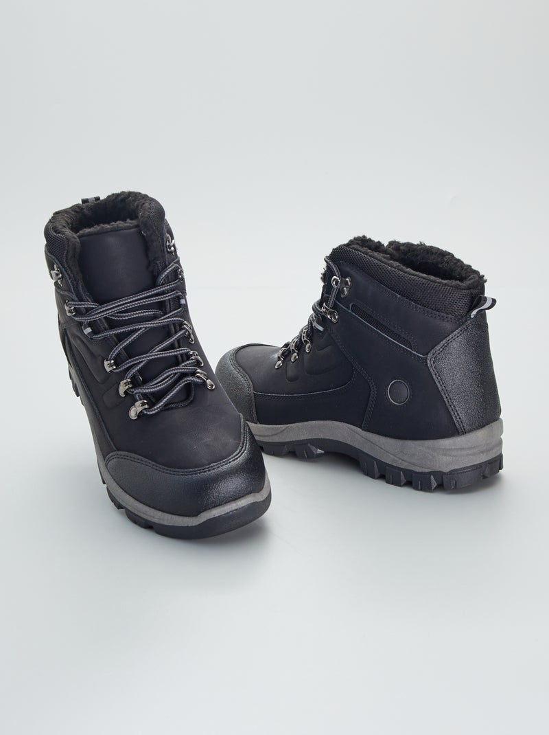 Boots van kunstleer in bergschoenenstijl zwart - Kiabi