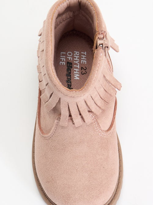 Boots van suède-look met franjes - Kiabi