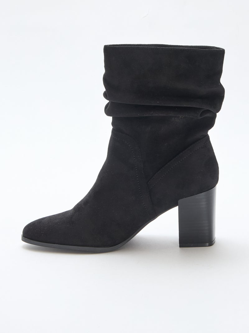 Boots van suèdine met geplooid effect Zwart - Kiabi