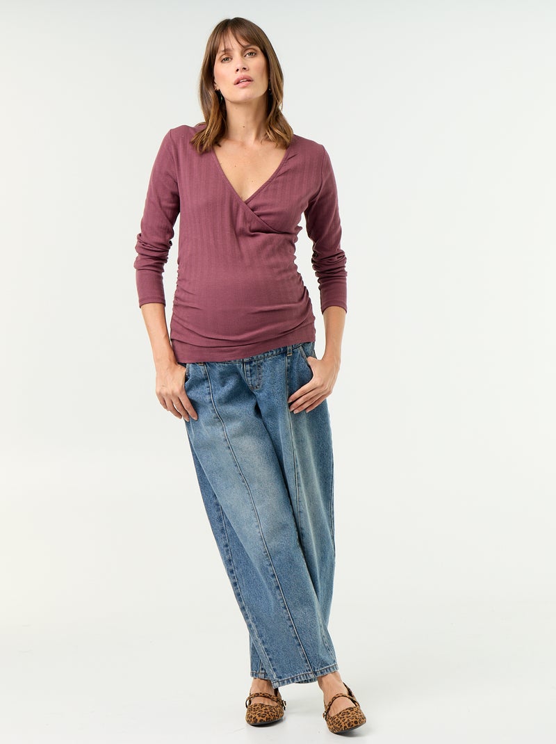 Borstvoeding T-shirt met cache-coeurhals Paars - Kiabi