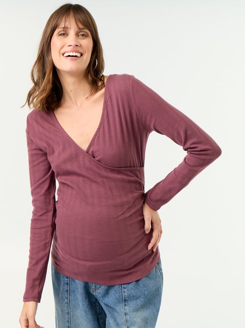 Borstvoeding T-shirt met cache-coeurhals - Kiabi Borstvoeding T-shirt met cache-coeurhals - Kiabi