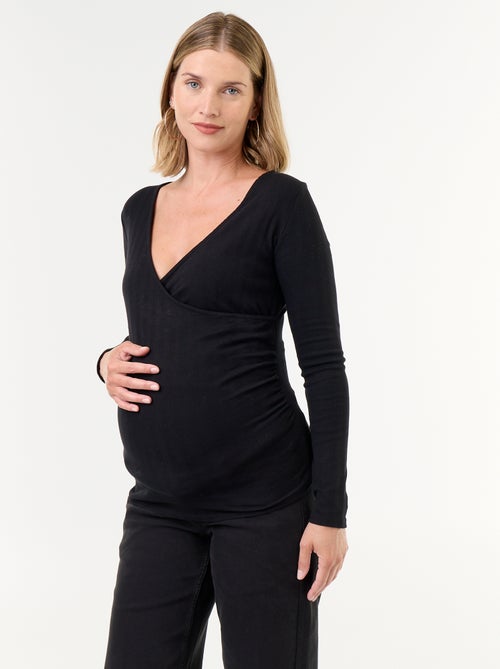 Borstvoeding T-shirt met cache-coeurhals - Kiabi Borstvoeding T-shirt met cache-coeurhals - Kiabi