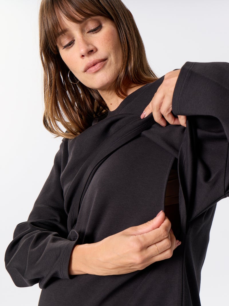 Borstvoeding T-shirt met lange mouwen Zwart - Kiabi