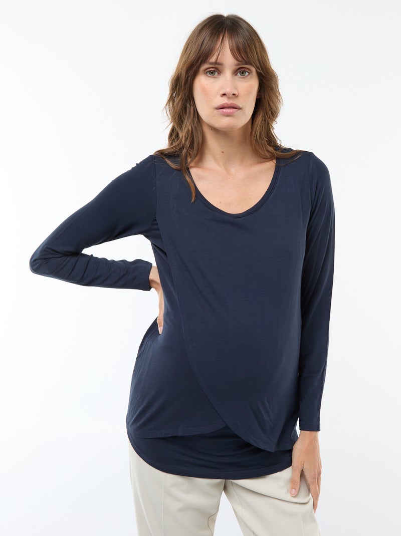 Borstvoedings-T-shirt met gemêleerd effect Blauw - Kiabi