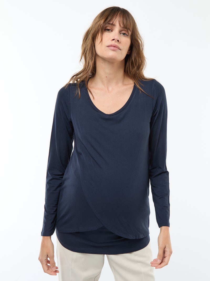 Borstvoedings-T-shirt met gemêleerd effect Blauw - Kiabi