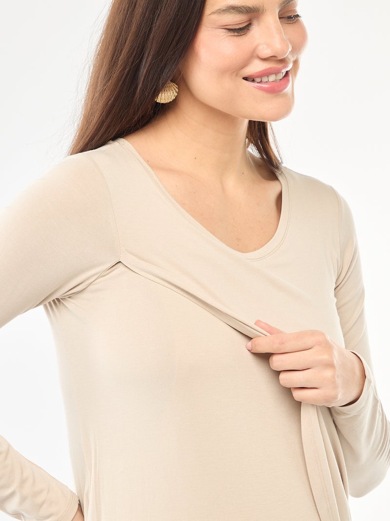 Borstvoedings-T-shirt met gemêleerd effect Grijs - Kiabi