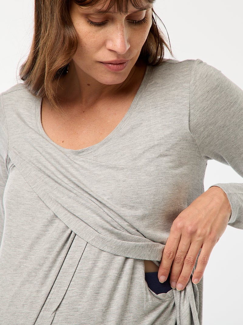 Borstvoedings-T-shirt met gemêleerd effect Grijs - Kiabi