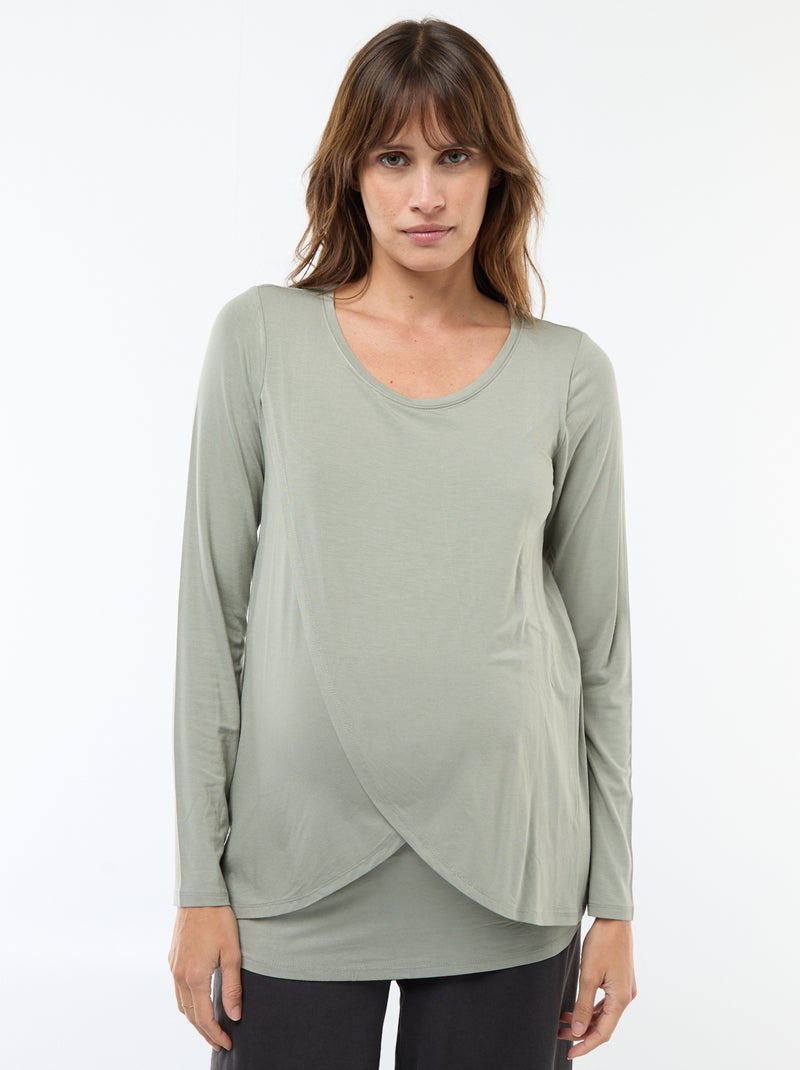 Borstvoedings-T-shirt met gemêleerd effect Groen - Kiabi