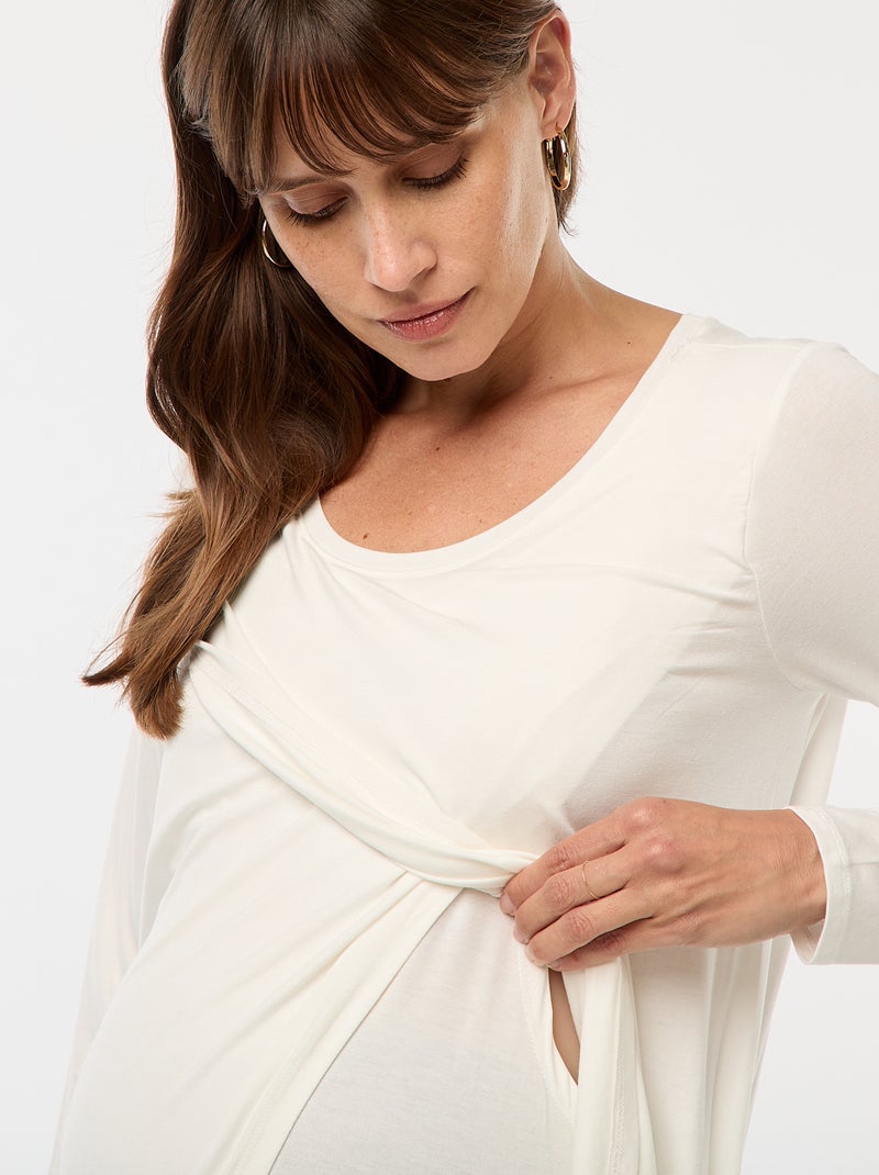 Borstvoedings-T-shirt met gemêleerd effect Wit - Kiabi