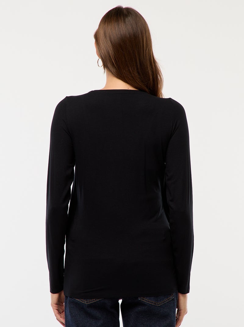 Borstvoedings-T-shirt met gemêleerd effect zwart - Kiabi