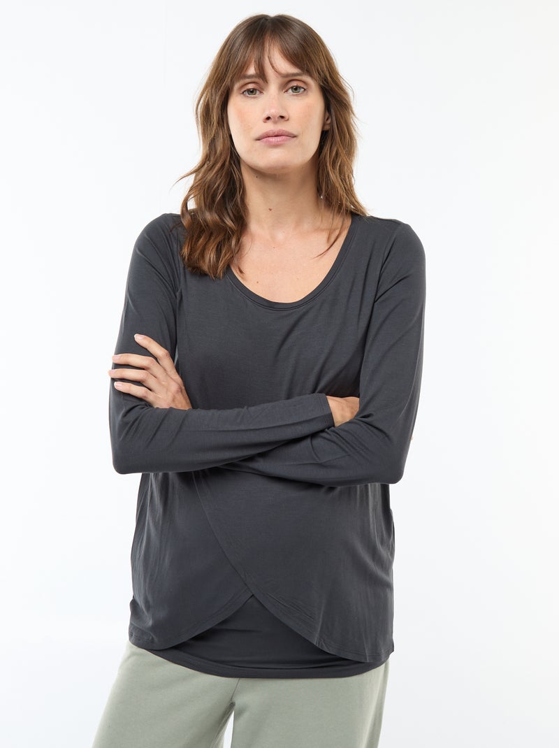 Borstvoedings-T-shirt met gemêleerd effect Zwart - Kiabi